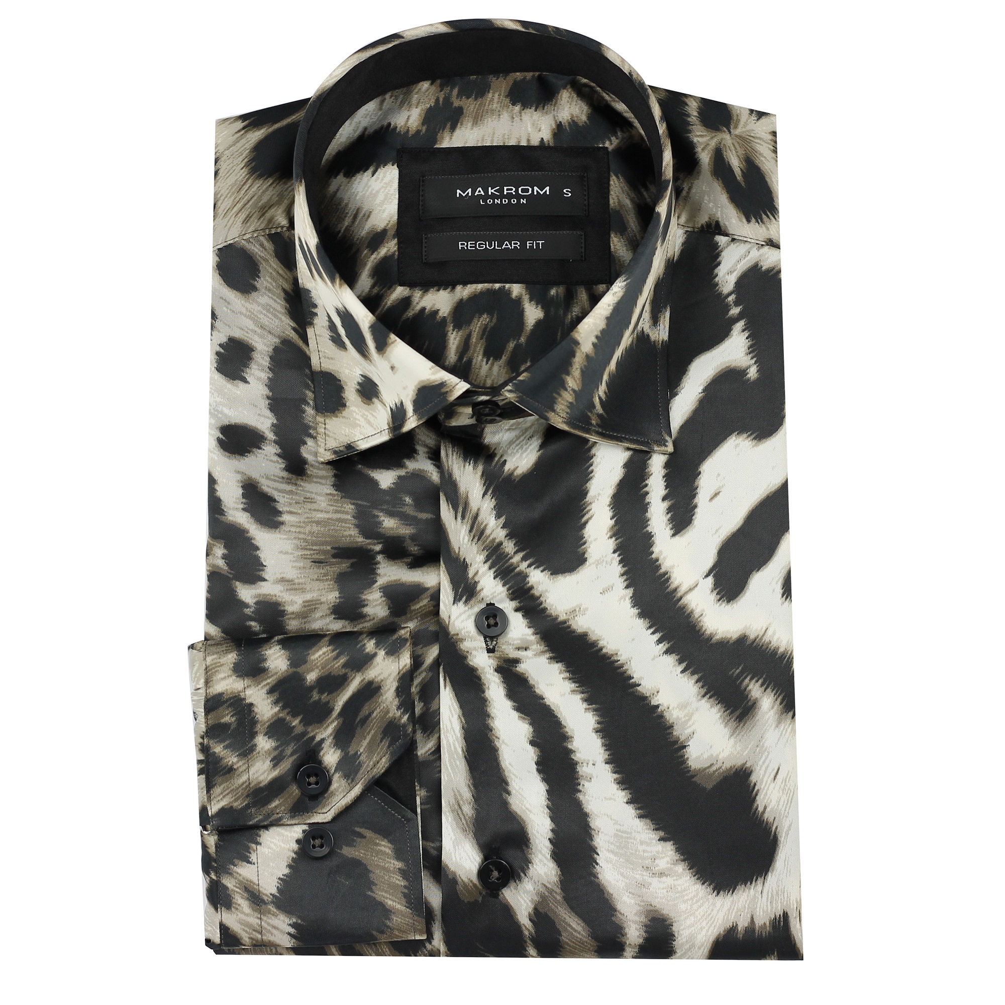 Mens Italian Designer Style Smart Casual Silk Feel Leopard Animal Print